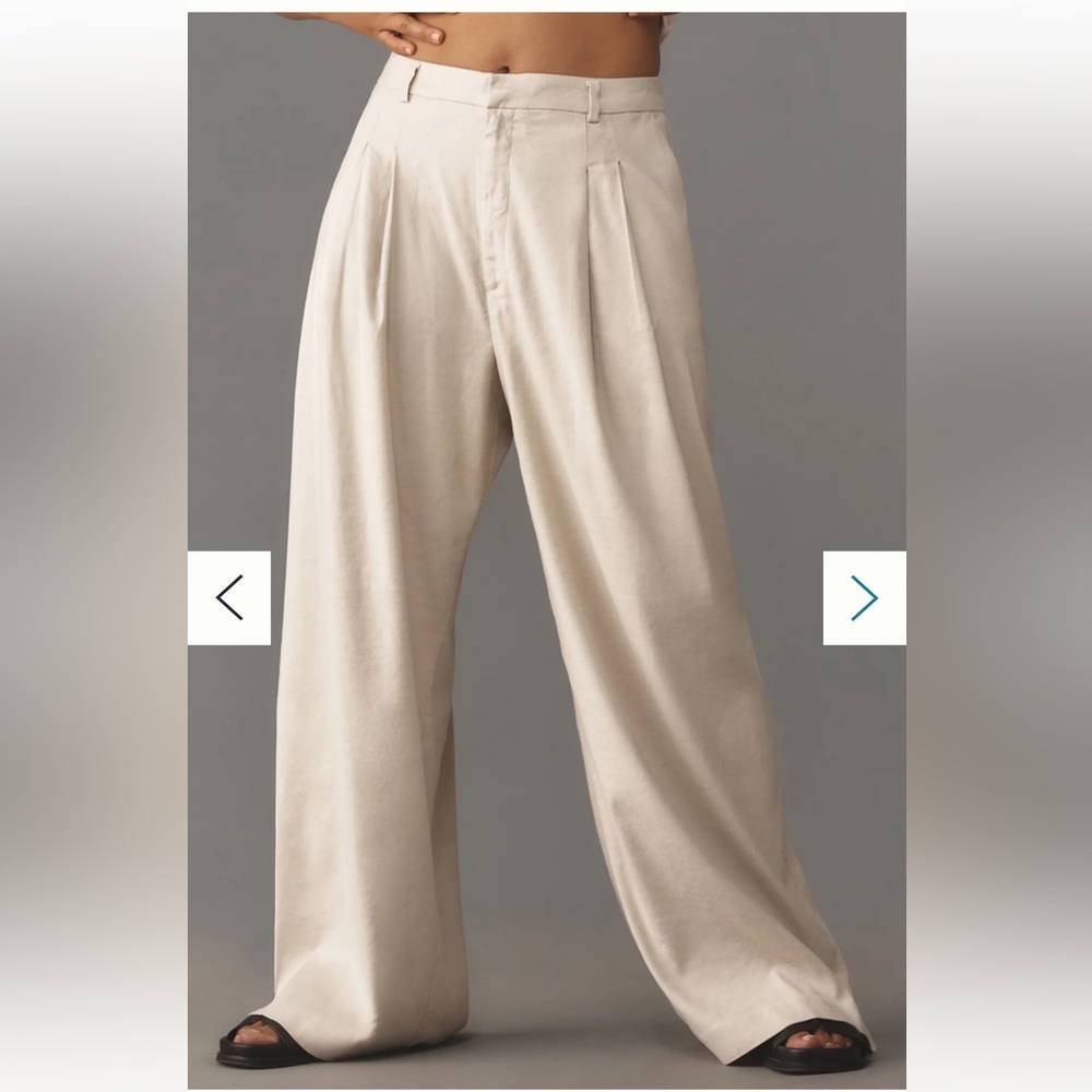 Anthropologie Beige Pleated Trousers